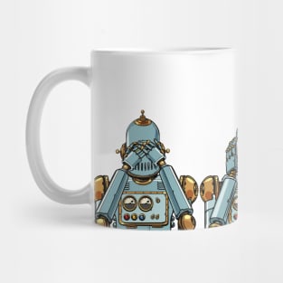 Don't See, Don't Hear, Don't Speak Vintage Robots Mug